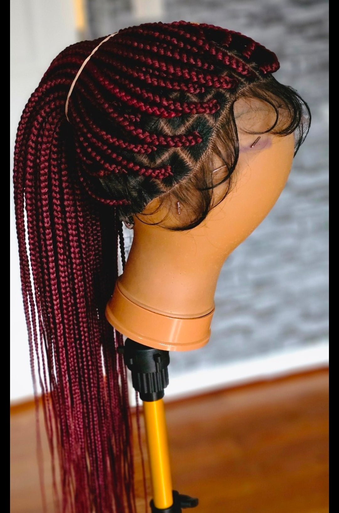 BURGUNDY Handmade BRAIDED wig